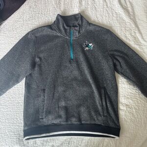 NHL Black and Teal Zip-Up Sweater